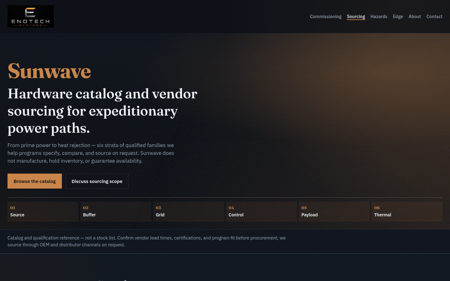 Sunwave energy-path catalog with generation, storage, and distribution family tabs